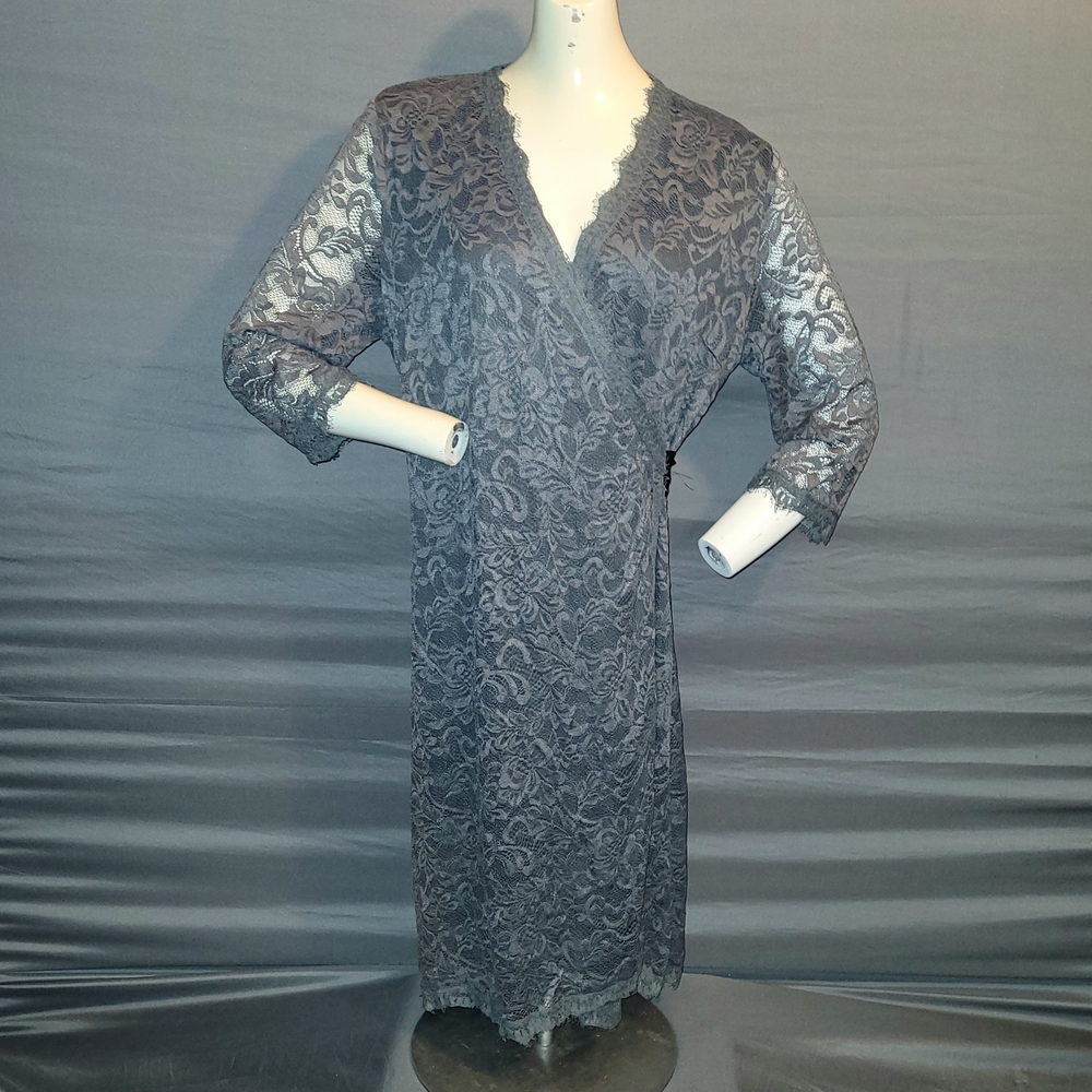 Gray Lace Wrap Dress